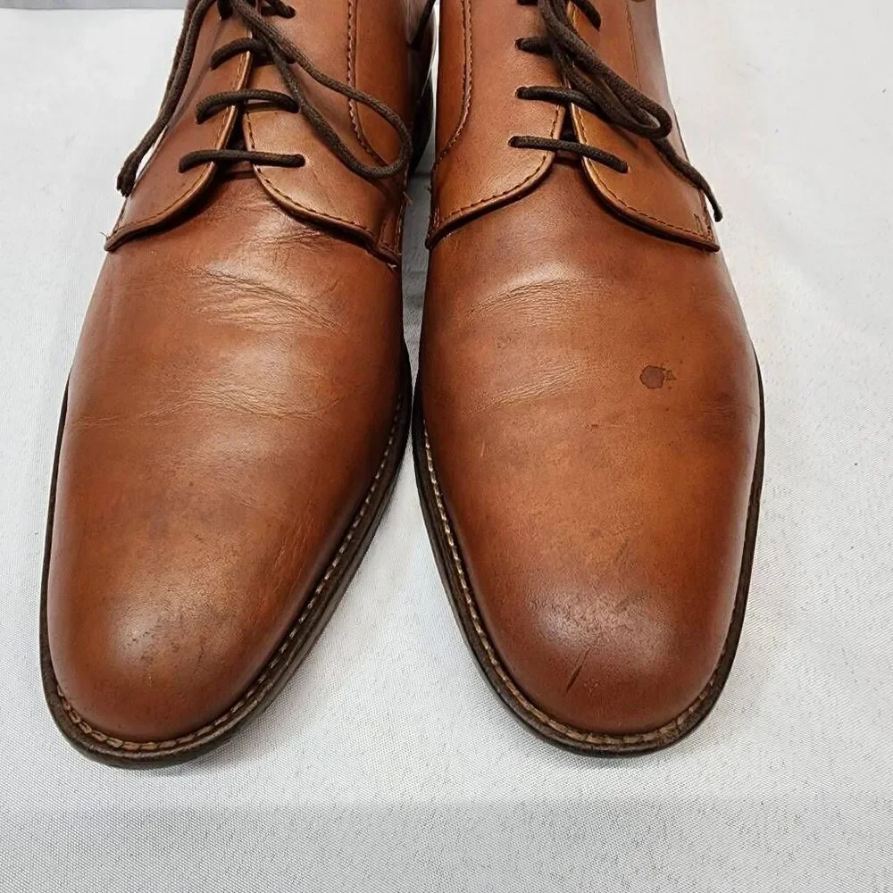 Tasso Elba Men's 11 Arturo Plain Toe Derbys Brown Leather Career Workwear